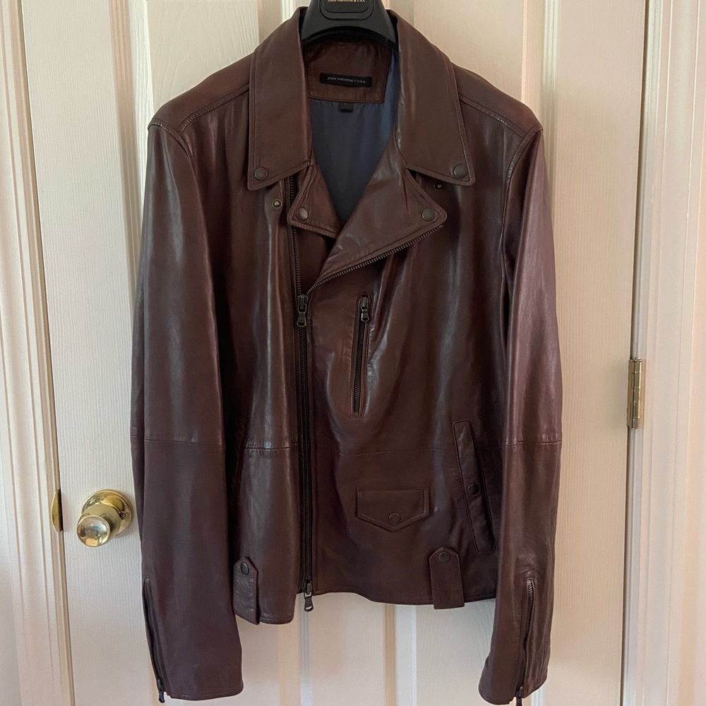John Varvatos XL Brown Leather jacket. Like new, only worn once.